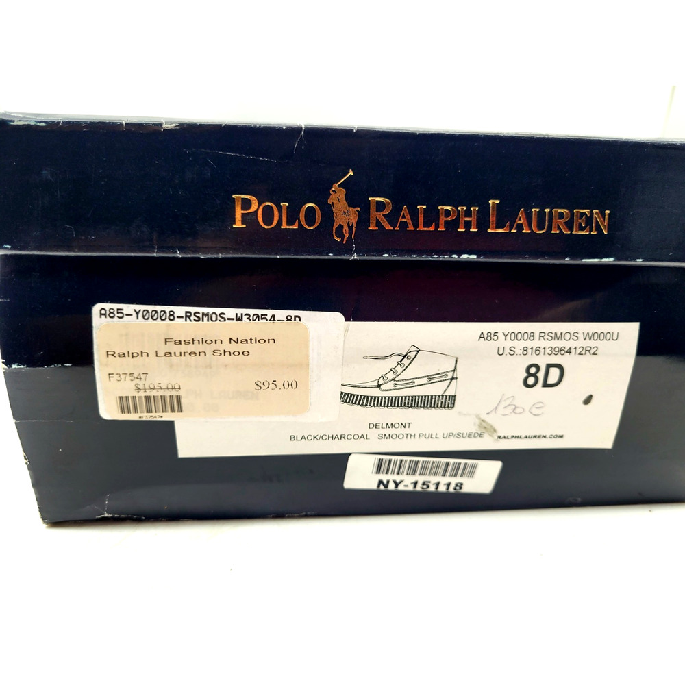 NEW Polo Ralph Lauren Delmont Suede Leather Shoes Black Charcoal Men's Size 8D - Picture 15 of 15